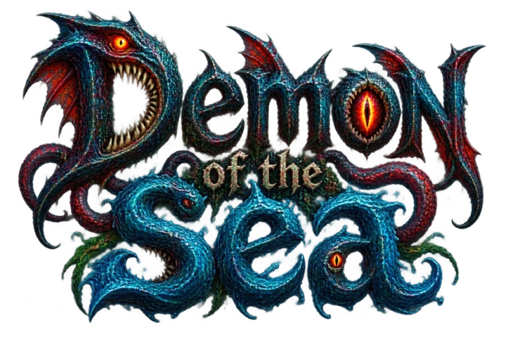 Original Demon of the Sea lettering artwork